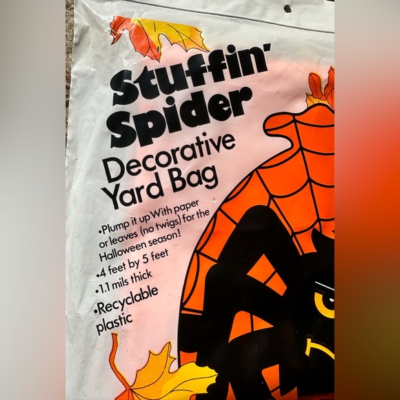 Vintage 90’s Halloween Decorative Yard Bags Stuffin’ Spider ~4'x5' NIP - Picture 5 of 6